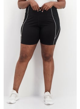 اشتري Women Plus Sportswer Fit Plain Training Leggings Shorts, Black في الامارات