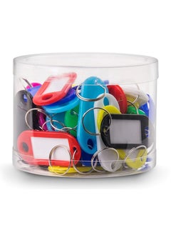 Buy 50pc Key Tags Plastic Key Rings, Bulk Keychains with Writeable Identification Label Multicolor in UAE