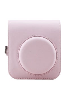 Buy Mini 12 Carrying Case for Fujifilm Instax Mini12 Instant Camera leather Protective Cover with Adjustable Shoulder Strap (Pink) in UAE