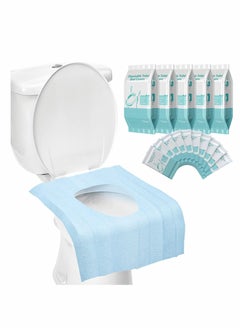 اشتري Disposable Toilet Seat Covers 50Pcs, 16 x 24 Inch, 40 x 60 cm, Antibacterial Waterproof Extra Large Individually Wrapped Shields for Adults Travel Hospital Hotel Kids Potty Training Public Restrooms في السعودية