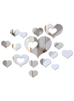 Buy Wall Sticker Decal Murals Mirrors, Heart-Shaped 3D Mirror Wall Stickers Removable Acrylic Setting Wall Sticker DIY Mirror Wall Sticker for Home Bedroom Background Decor(Silver) in Saudi Arabia