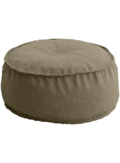Buy Linen Round Ottomans Floor Cushion Dark Beige in Saudi Arabia