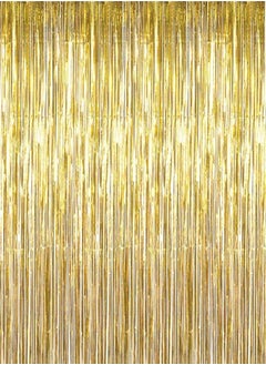 Buy Party Gold foil metallic curtain 2 m Photo Booth Tinsel Backdrop Door Curtains Perfect For Party Decorations-Golden in Egypt