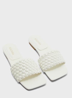 Buy Weave Square Toe Flat Sandals in UAE