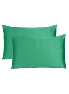 Buy Green Silk Satin Pillowcase with Envelope Closure for Comfortable Pillowcase Green Lake Standard Size (20 x 26 Inches) 2 Pcs in UAE