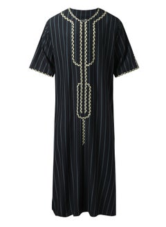 Buy Model 2023 Loose V-Neck Short Sleeve Printed Men's Robe in Saudi Arabia