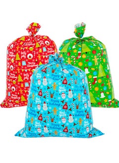 Buy 3 Pack Large Christmas Gift Bags - 49" X 35.5" Xmas Jumbo Plastic Present Wrap Bags Reusable Party Favor Bags With Gift Tag Cards For Xmas Huge Gifts Decorations Holiday Gift Giving in Saudi Arabia