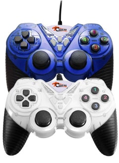 Buy COUGAR-EGY (9082) USB Wired Double Gamepad Turbo Controller with Vibration Function For PC or Laptop, 1.5 Meter (BLUE&WHITE) in Egypt