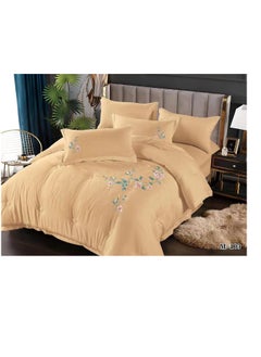 Buy 6 Pieces set King Size Embroidery Warm Cotton Comforter Set with Thickened Fiber Filling, Duvet(220*240 cm) fitted bedsheet(200x200*30cm) in UAE