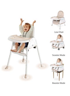 اشتري Multi-Functional Baby High Chair, Adjustable Height Baby Feeding Chair with Dining Tray, Baby Dining Chair for Babies and Toddlers (Brown) في السعودية