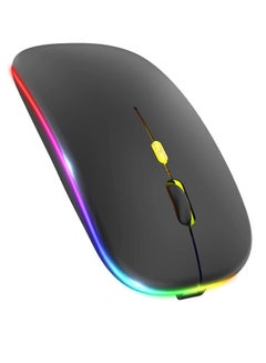 اشتري LED Wireless Mouse, Rechargeable Slim Silent Mouse 2.4G Portable Mobile Optical Office with USB & Type-c Receiver, 3 Adjustable DPI for Notebook, PC, Laptop, Computer, Desktop (Black) في السعودية