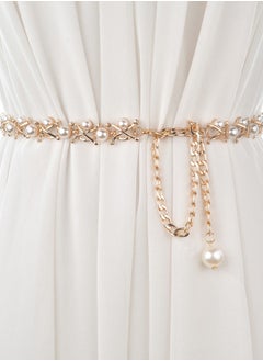 Buy Chain Tassel Decorative Belt Gold/White in Saudi Arabia