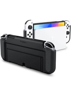 Buy Thin Fit designed for Nintendo Switch OLED and Joy-Con Controller Dockable Case Cover with Kickstand Protection - Black in UAE