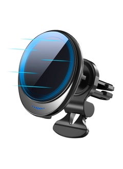 اشتري Magnetic Wireless Car Charger, Compatible with Magsafe Charger Mount, 15W Fast Charging Auto-Alignment Air Vent Mount iPhone 14/13/12 Series, Black(1 Pack) في الامارات