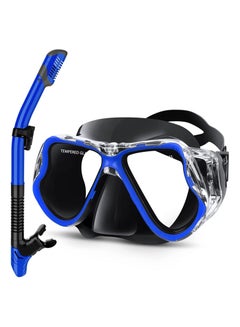 اشتري Dry Snorkel Set - Anti-Fog Scuba Diving Mask, Panoramic Wide View Snorkel Mask, Free Breathing and Easy Adjustable Strap Scuba Mask, Professional Snorkeling Gear for Adults في الامارات