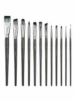 Buy Artist Paint Brush Set of 12 for Watercolor Acrylic Gouache Oil and Tempera Painting Fine Arts Painting Brush Painting Tools with Black Nylon Wool in UAE
