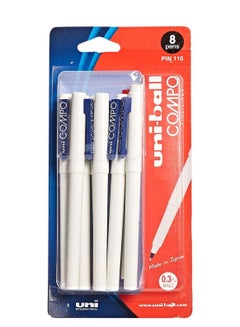 Buy 8-Piece Uni Compo 0.3mm Tip Pen Blue Ink in UAE
