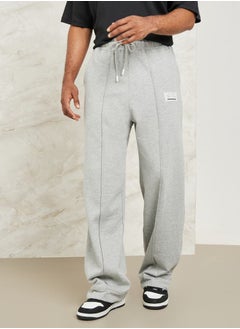 Buy Fleece Pintuck Wide Leg Jogger with Badge Detail in Saudi Arabia