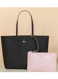 Buy Lacoste Women's Double sided Two tone Large Capacity Handbag, Fashionable and Versatile, Black/Pink in Saudi Arabia