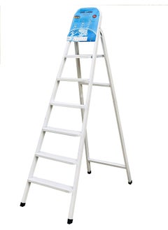 اشتري Heavy Duty Steel Ladder Ultra Stable Folding Ladder. 6 Step White في الامارات