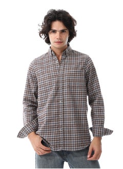 Buy Tattersall Pattern Buttons Down Closure Shirt _ Grey, Brown & Navy Blue in Egypt