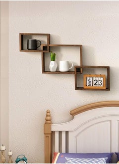 اشتري Cube Floating Shelves 3 Square Interlocking Decorative Wall Shelf Geometric Box Shelves for Living Room Bedroom Bathroom في السعودية