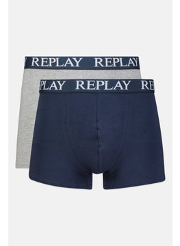 اشتري Men 2 Pc Cotton Stretch Trunks, Navy/Grey في الامارات