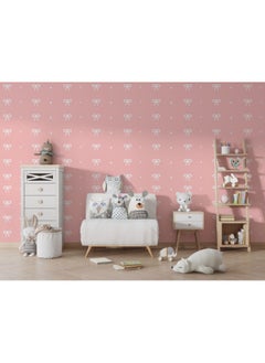 Buy A Pink With Small Bows  Fabric Wallpaper Covers An Area ​​Up To 4.2Mx3M With Adhesive And Smoothing Tool in Egypt