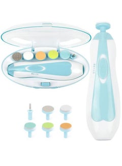Buy Blue Baby Electric Nail File with LED Front Light Baby Safe Nail Clippers for Newborn or Toddler Toes and Fingernails Baby and Mom Nail Trimmer(6 attachment cushions and A nail trimmer) in UAE