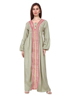 اشتري UNIQUE THREAD EMBROIDERY LONG VISCOSE ARABIC KAFTAN JALABIYA DRESS في السعودية