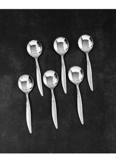 Buy Japanese stainless steel soup spoon set 6 pieces in Saudi Arabia