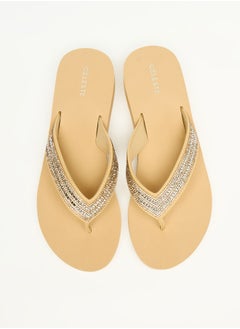 Buy Women's Bead Embellished Thong Slippers in Saudi Arabia