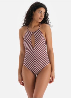 Buy Halter Neck Cut Out Swimsuit in UAE