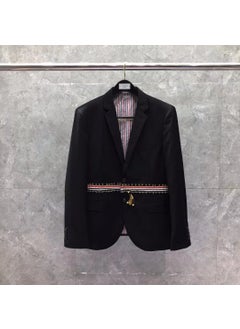 Buy Slim Fit Casual Blazer with Waist Belt Black in Saudi Arabia