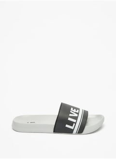 اشتري Men Typography Print Slip-On Slides في الامارات