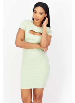 اشتري Women Rib Mini Dress, Green في الامارات