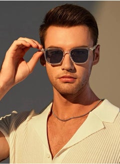 Buy Elegant And Modern Men's Sunglasses With A Transparent Frame And Black Lenses in Saudi Arabia