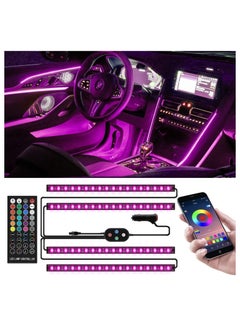 Buy RGB LED Interior Car Lights, APP Control Smart Car Lights with DIY & Music Mode Waterproof Interior Car Lights with 4 PCS 72LEDS, RGB Under Dash Car LED Lights with Car Charger, DC 12V in Saudi Arabia