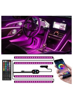 اشتري RGB LED Interior Car Lights, APP Control Smart Car Lights with DIY & Music Mode Waterproof Interior Car Lights with 4 PCS 72LEDS, RGB Under Dash Car LED Lights with Car Charger, DC 12V في السعودية