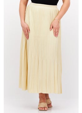 اشتري Women Pleated Midi Skirt, Beige في الامارات