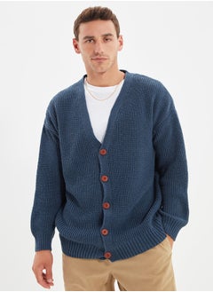 Buy Indigo Regular Fit V-Neck Basic Knitwear Cardigan TMNAW22HI0151 in Egypt