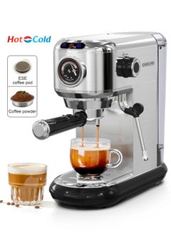 Buy Espresso Coffee Machine Hot Cold Extraction 19Bar For Espresso Powder And ESE Pods 1450W 1.1L Silver in UAE