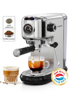 Buy Espresso Machine Hot Cold Extraction 19Bar Coffee Machine For Espresso Powder And ESE Pods 1450W 1.1L in UAE