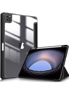 Buy Protective Case Cover For Apple iPad Pro 11 inch (2022/2021/2020/2018) Generation with Pencil Holder, [Support Apple Pencil Charging and Touch ID], Clear Transparent Case with Auto Wake/Sleep,Black in Saudi Arabia