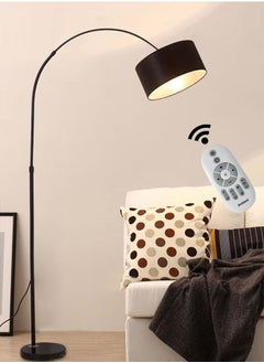 Buy Floor Lamp With Led Bulb Metal 12W Warm Light Black 185x38cm in Saudi Arabia