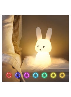 Buy Night Light for Kids, Cute Bunny Night Light Gifts for Kids Room Nursery Baby Bedroom Toddler Teen Girls Kawaii Room Decor, Rechargeable Silicone Bunny Cute Lamp with 3 Hours Time & 7 Colors in Saudi Arabia