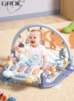 Buy Baby Gym Activity Play Mat with Sounds,Lights and Music, Funny Play Piano Tummy Time Baby Activity Gym Mat with 5 Infant Learning Sensory Baby Toys, Early Development Playmat Toy in UAE