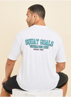 Buy Oversized Back Squat Goals Print Athleisure T-Shirt in Saudi Arabia