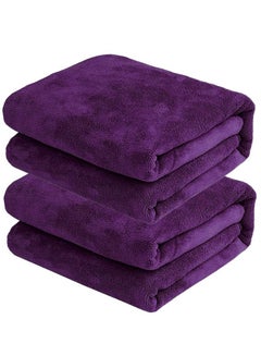 Buy 2-Piece Microfiber Bath Towel 70x140cm Soft Durable Super Absorbent and Fast Drying Purple in UAE