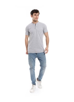 اشتري Henely Neck Basic T-shirt Casual Look _ Light Gray في مصر